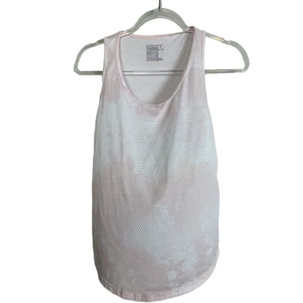 Lucky in Love Women's Size M Sleeveless Scoop Neck Breathable Pale Pink White‎